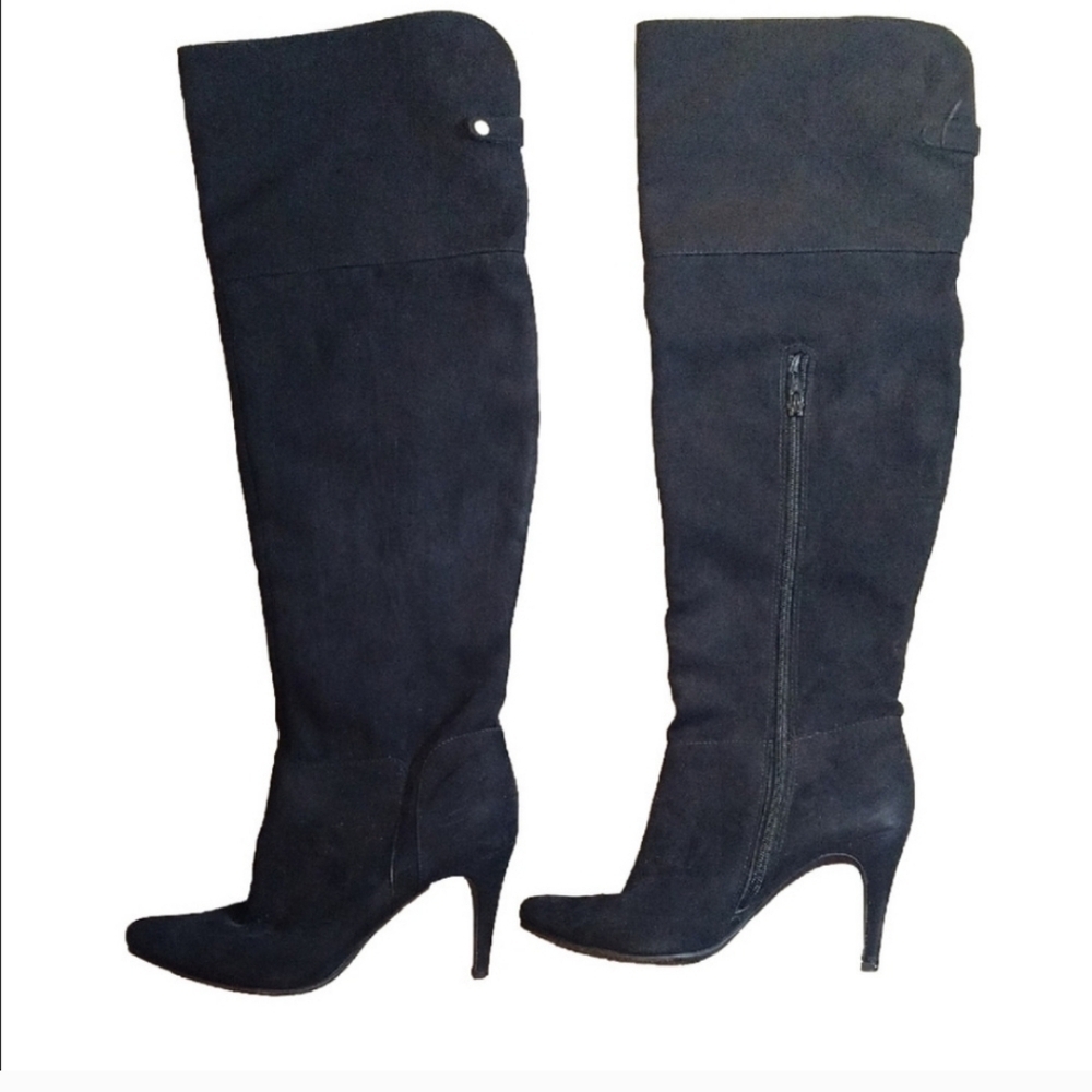 Black Over the Knee Suede Style Boots